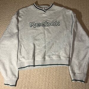 Reebok Light Gray Sweatshirt with Emerald Green Trim